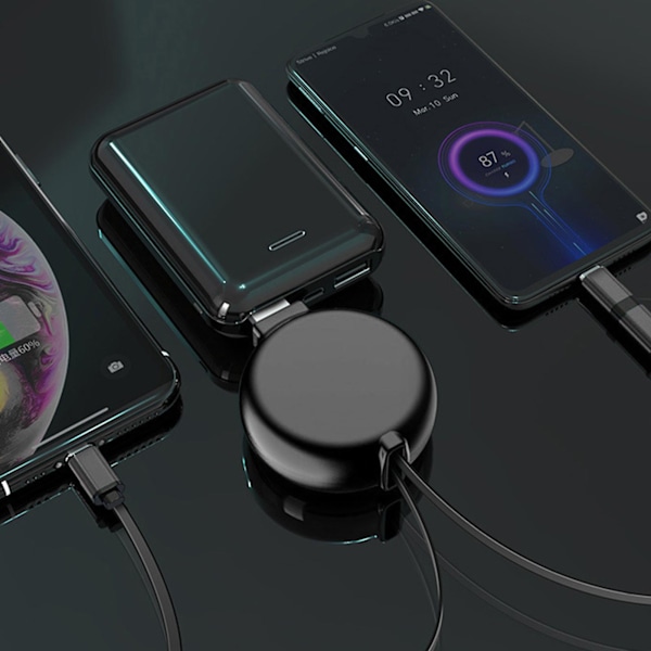 3 in 1 Retractable Charging Cable Portable Multi Charger for Home and Car Black