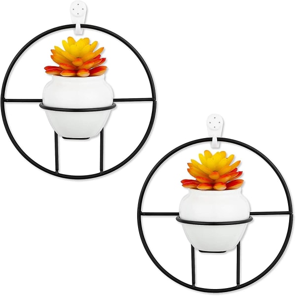 2-pack väggmonterade blomkrukor i metall med geometrisk design för konstgjorda växter, suckulenter och minikaktusar