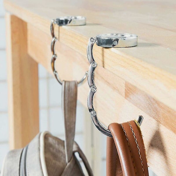 Håndveske krok - Foldbar metallveskehenger - Veskeholder for bord, to stykker
