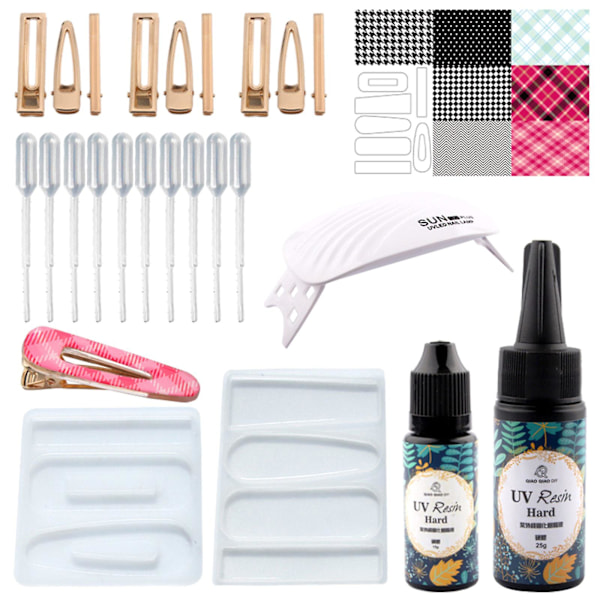 Diiy Crystal Epoxy Set 2 kpl hiuspidikkeen hartsivalumuotin hiusneulat poninhäntä