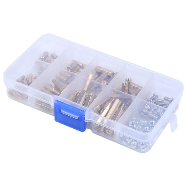M3 Messing Sekskant Hunn-Hann Standoff Bolt Skrue Mutter Hovedkort Assortert Kit Montering 120stk