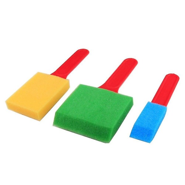 Nytt Sponge Foam Pensel Maleverktøy Craft Art Paint Set For Color Washes. (blå+grønn +gul)(3stk)