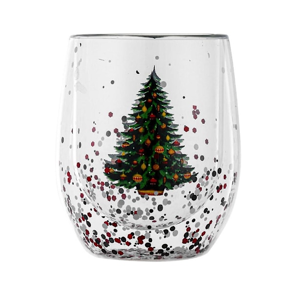 Glitter julgran kopp transparent dubbelväggig vatten mjölk kaffe glas