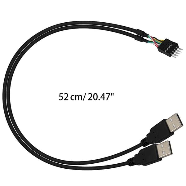 Hovedkort 9pin drejer til dobbelt Usb2.0 han-forlængerledning 50cm/20 tommer