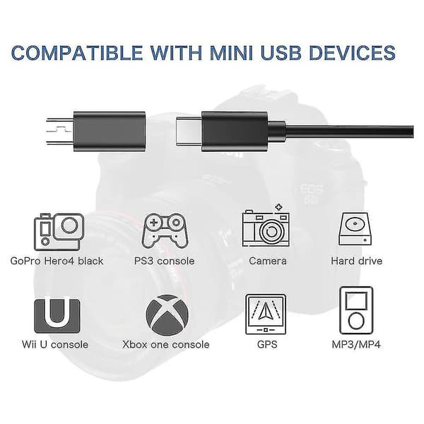 4 stk. USB C til Mini USB 2.0 Adapter Type C Hun til Mini USB Han Konverter Adapter Kompatibel med Mp3-afspillere D