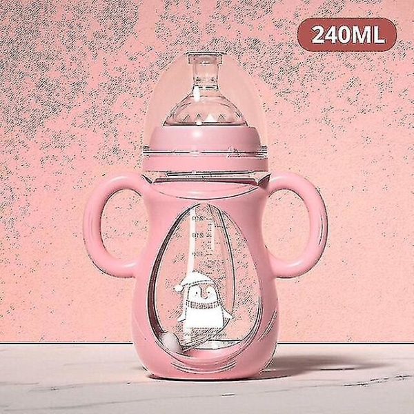 240 ml sutteflaske sugerør Nyfødt varmebestandig vanddrikflasker |flasker(pink)