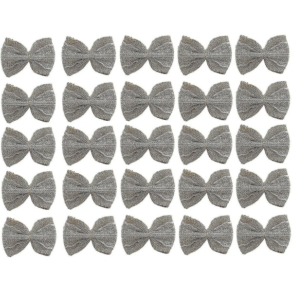 50 stycken säckvävsflugor Set DIY Jutefluga Retro Säckvävsfluga Julgranspynt Dekoration Bröllop Juldag Semestertillbehör Gul