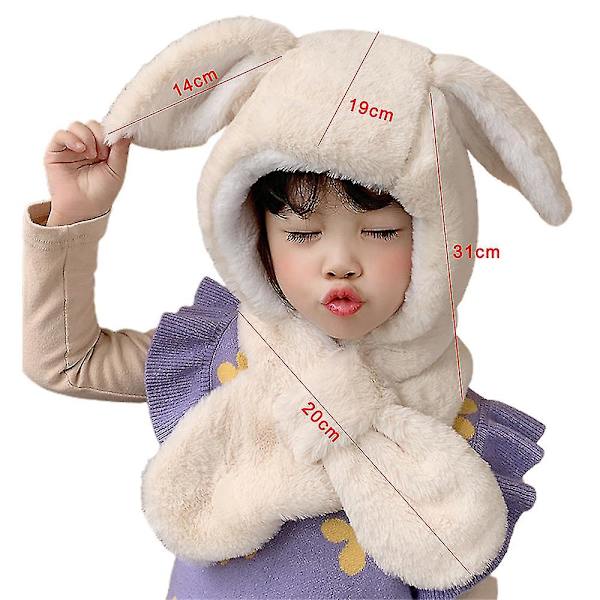 Jenter Barn Faux Fur Lue Sjal Fluffy Plysj Øreklaff Hette Vinter Hals Varmer Ski Lue light khaki