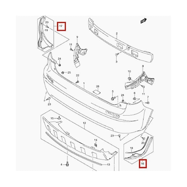 Bakre venstre støtfanger sideforlengelse for Sx4 5 2007-2012 71880-80j00-5pk