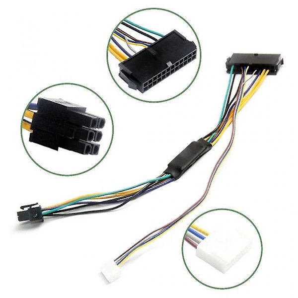 24-nastainen naar 6-nastainen uros PCIe virtalähdekäyttöinen johto Yhteensopiva 8100 8200