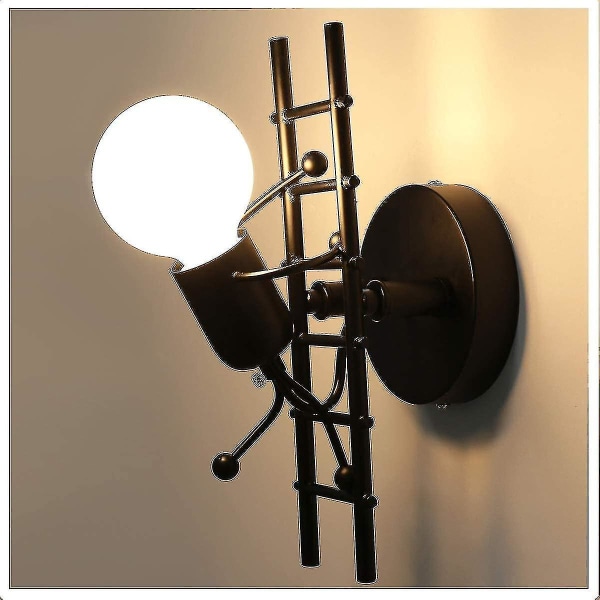 Dww-humanoid kreativ væglampe indendørs lampe Moderne stearinlys væglampe Art Deco Max 60w E27 base jernholder til børneværelse, soveværelse, stue, stai