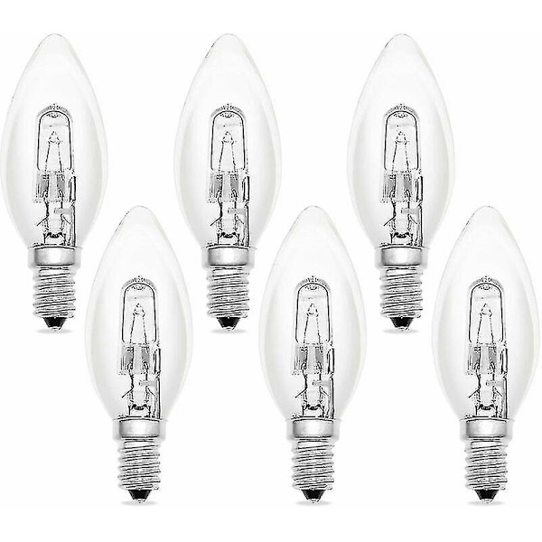 E14 Glødelampe 60w 230v, E14 Flammepære, Dæmpbar Varm Hvid 2700k, 650lm, C35 Klar Pære, Kompatibel Lysekrone, Bordlampe, Pakke Med 6