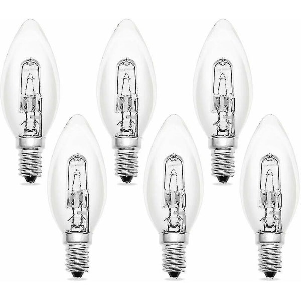 E14 Glödljuslampa 60w 230v, E14 Flame-lampa, Dimbar varmvit 2700k, 650lm, C35 Klar glödlampa, kompatibel ljuskrona, skrivbordslampa, paket med 6