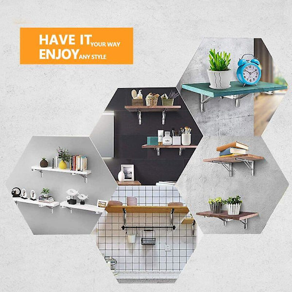 Folding Shelf Bracket, 12/300mm Rustfritt Stål Veggmontert Folding Bracket, 2 Pack Heavy Duty Retractable Folding Console Bracket For Garage Workbenc