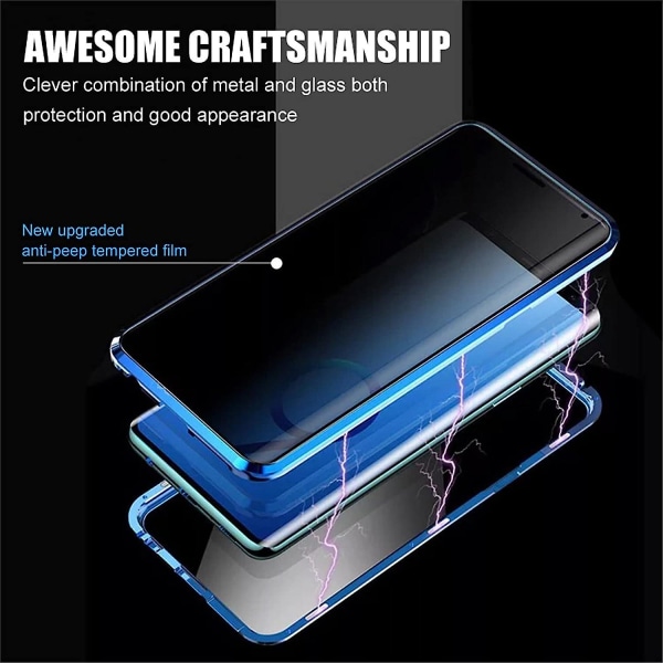 Kurkkia estävä case Samsung Galaxy S22 Ultralle, kaksipuolinen lasimagneettinen metallipuskurin cover