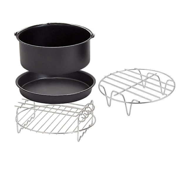 4 stk. Airfryer Tilbehør 6 tommer Passer Kompatibel Airfryer 2.3-3.2qt Bagekurv Pizzaplade Grillgryde K