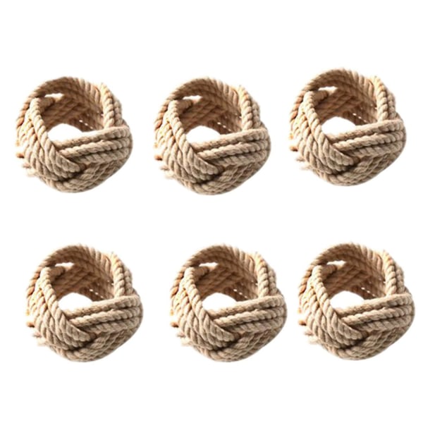 Newway 12 stk Naturlige Jute Serviet Loop Snøre Vævet Serviet Spænde Snøret Serviet Spænde Vokset Garn Serviet Loo Cy