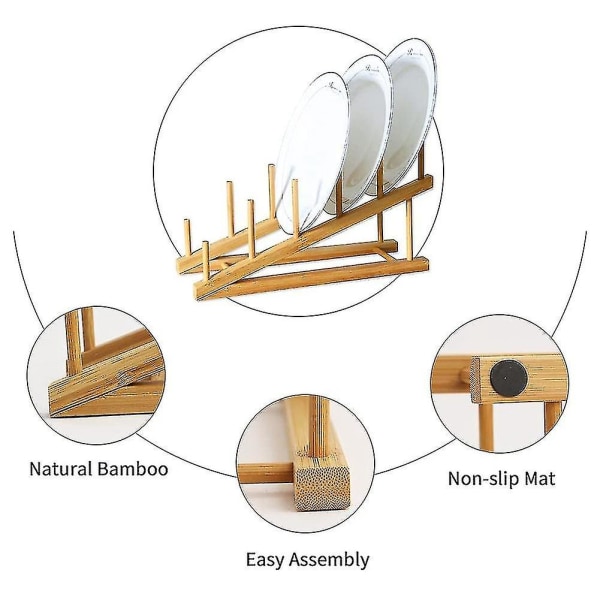 2 stk Treskålstativ Bambus Grytelokkholder Kjøkken Kompatibel med tallerkentallerken