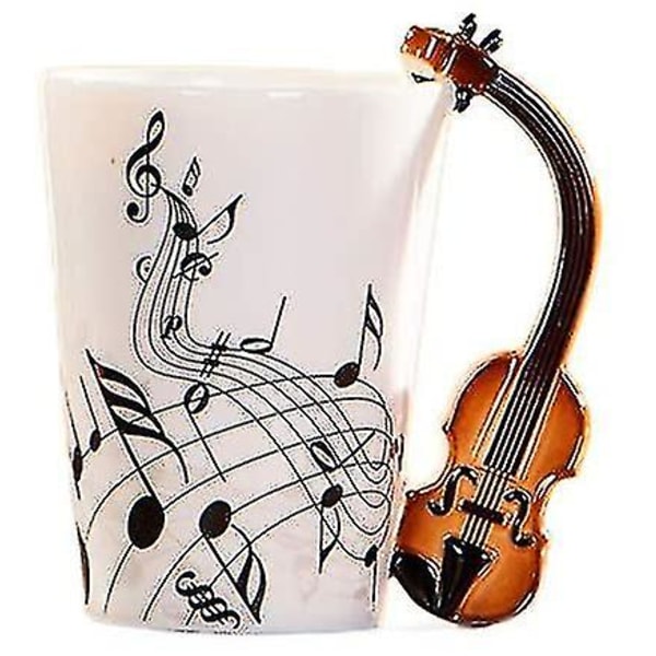 8,5 uns Creative Music Mugg Violinstil Gitarr Keramisk Mugg Kaffe Te Mjölk Stavkoppar Med handtag Kaffemuggar Nyhetspresenter (fiol)