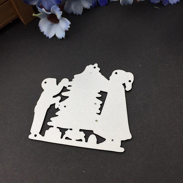 Juletræ dreng pige metal skæredør stencil DIY Scrapbooking Album Stempel