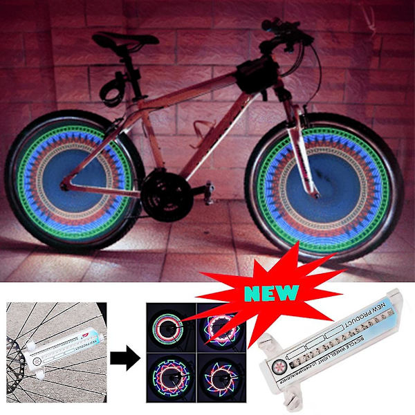 Dobbeltsidige 16 LED Farverige Mountainbike Eger Advarselslys Cykelhjul Lys