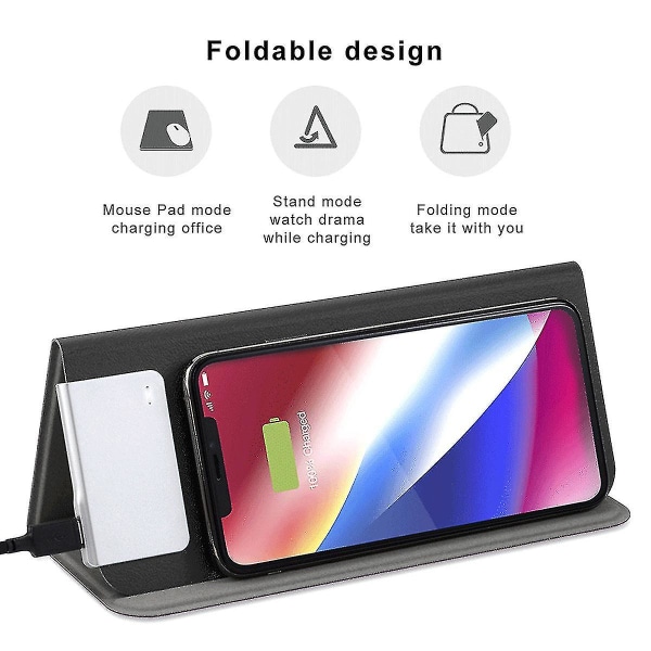 Smartphone Fast Wireless Charger Stand Mat Bärbar trådlös 2 i 1 laddare