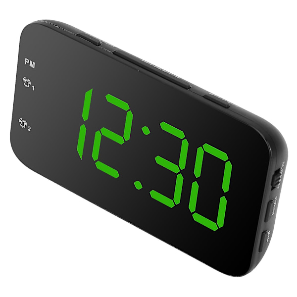 Bärbar LED-väckarklocka med snooze för sovrum, hem och resor - Grön