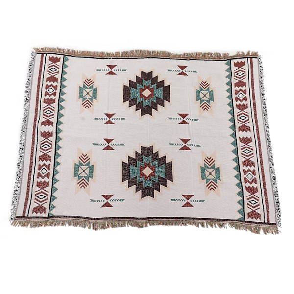 180x130cm Etnisk Stil Bordduk Filt Retro Bomull Multifunktionell Tältfilt För Picknick Strand
