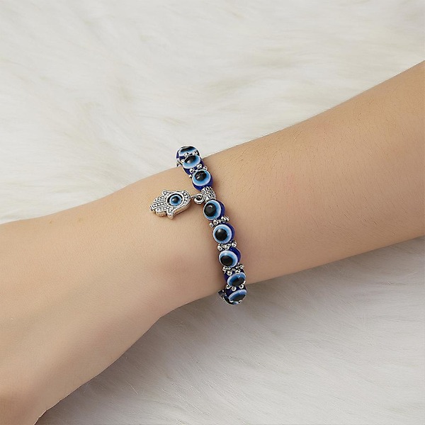 Perle Armbånd Med Hånd Charm Bangle Tyrkiet Blå Øje Håndled Armbånd Halskæde