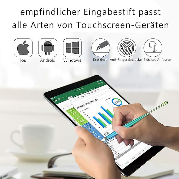 Auleep Input Pen Stylus Touch Pen För Pekskärm 2-Pack Med 4 Nanofiber-Spetsar Stylus För Mobiltelefon, Surfplattor, Ipads, Kindles (2-Pack - Flerfärgad
