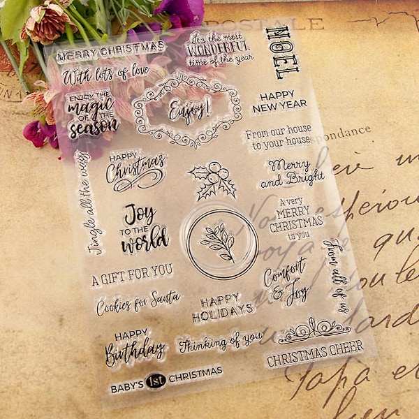 Gratulerer med dagen Jul Silikon Klar Tetning Stempel Diy Scrapbooking Embossing Ph