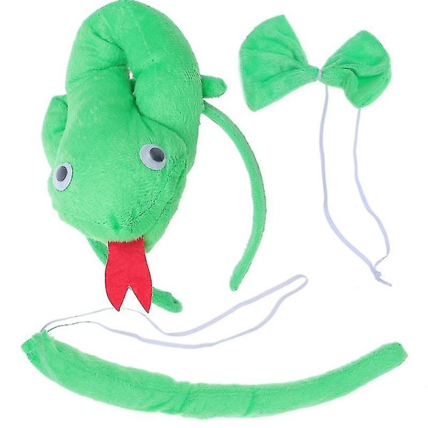3 stk. Børnedyrs ører pandebånd Festslips og hale Cosplay kostume festfavoritter (slange)