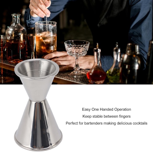 Rustfrit dobbeltsidet cocktailmålebæger i rustfrit stål til hjemmefest - spejpolering