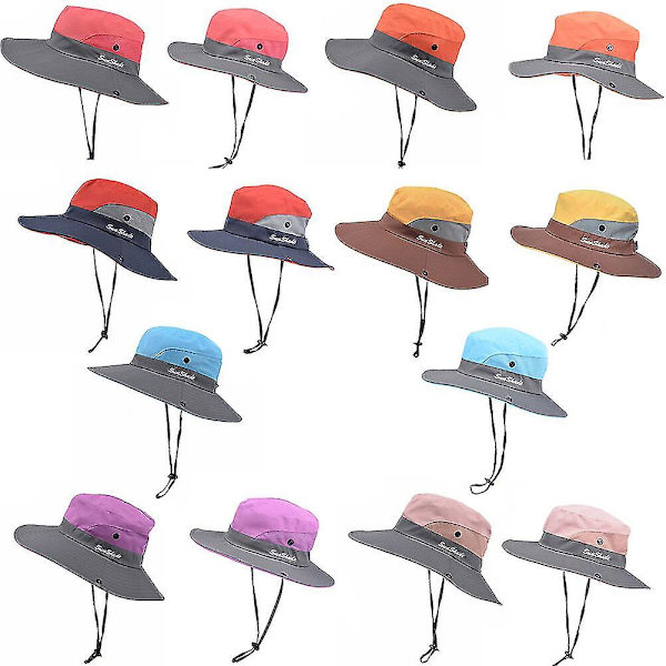 Vandringshatt Hästsvans Fiskarstil Andningsbar Bergsmössa För Föräldrar UV-skydd Sommar Dam Utomhus Solskärm pink 56-58cm