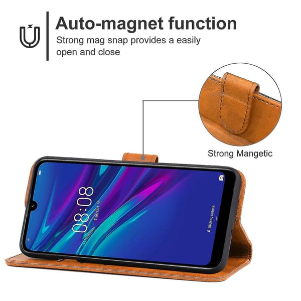Sort Fredag Kompatibel Huawei Y6 2019 Læder Telefon Etui