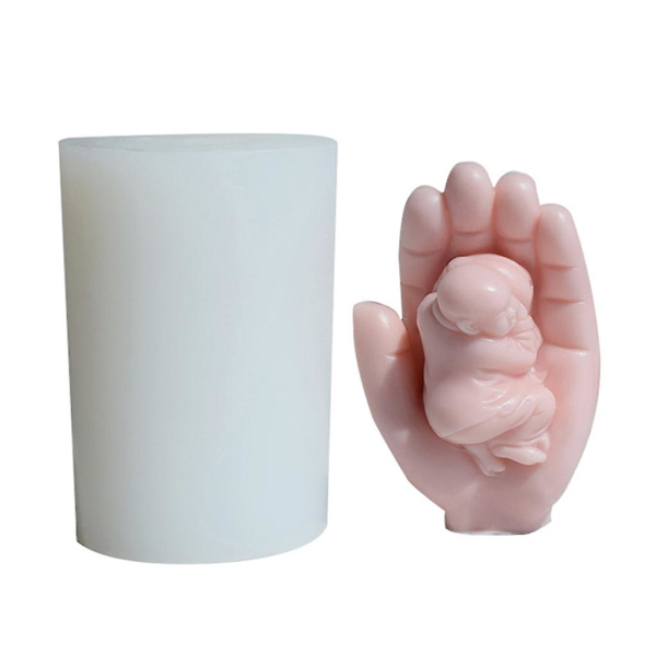 Silikonform for stearinlys til barn - Unik 3D Buddha-hånddesign (1 stk.)
