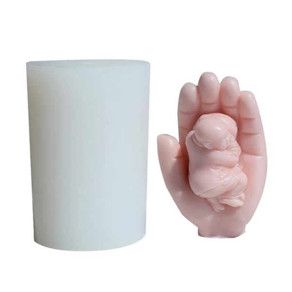 Silikonljusform för barn - Unik 3D Buddha-handdesign (1 st)