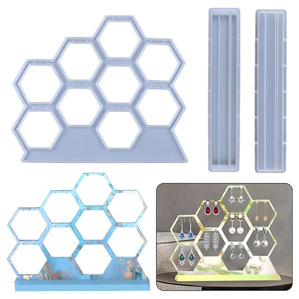 Diy smyckesställ i hartsform Hexagonal örhängen displayställ i silikonform