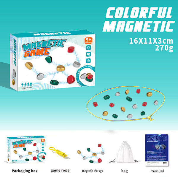 Julgåva-box, Magnetiskt schackspel, Magnetiskt spel med snöre, Flerspelarmagnetiskt schackspel med stenar, Roligt bordsschackspel med magneter