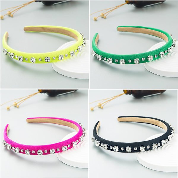 Rhinestone Fine Edge Hårband för Kvinnor Fashionabla Hårtillbehör green