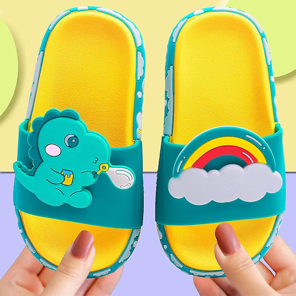 Drenge Piger Enhjørning Slides Sandaler Søde Skridsikre Tegneserie Børn Tøfler Børn Strand Pool Vandsko Til Små Børn green dinosaur 8.5-9 toddler