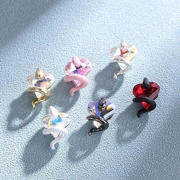 3 st DIY nageldekorationer orm runt 3D hjärta konstgjorda kristallberlocker nagelkonst strass telefonfodral dekorationstillbehör manikyrtillbehör E