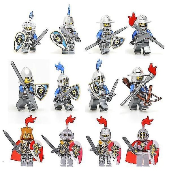 12 stk middelalderfigurer Ridder Minifigur Soldat Action Figur Byggekloss Leker Barn Leketøy Gavesamling