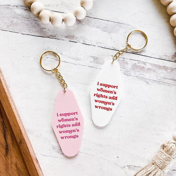 2pcs Feminist Keychain, Pink Keychain, Feminist Motel Keychain, Women Empowerment, Retro Funny Pink Keychain Gift For Girl Women