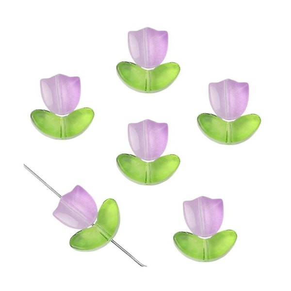 320 stk Farverige gennemsigtige tulipaner Blomsterperler Håndlavede tulipaner Glas Spacer Perle Krystal Løs