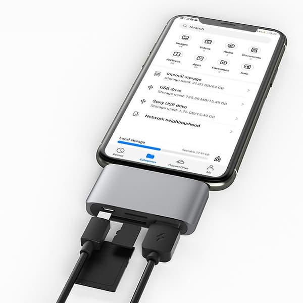 Usb Type-c -keskitin 4-in-1-sovitin, jossa Usb 3.0 -portit ja Sd/micro /tf-kortinlukija