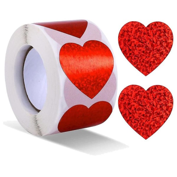 500 stk hjerteklistermærker, 1,5 tommer hjertescrapbog Kærlighedsmærker til Valentinsdag, bryllup, pa
