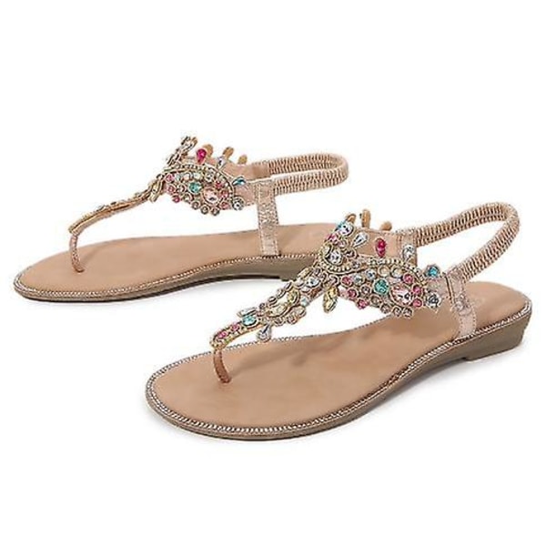 Rhinestone Sandaler, Dame Flate Sandaler, Flip Flop 37