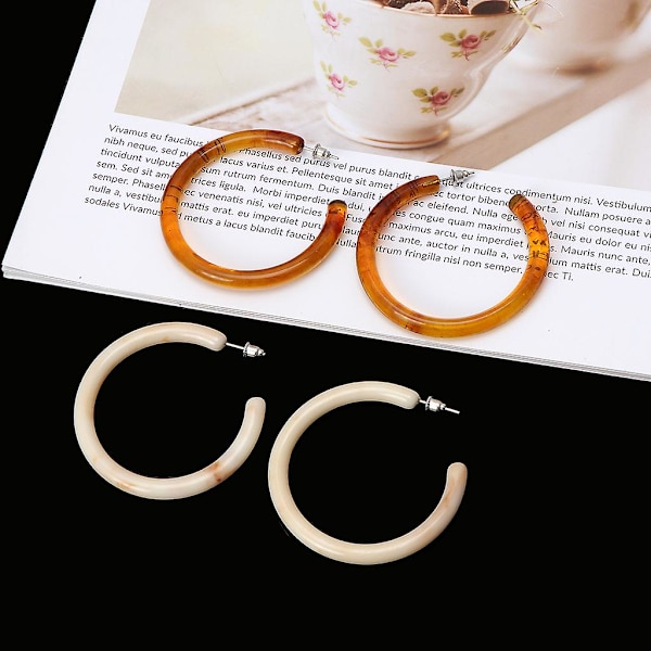 Akrylörhängen Harts Hoop Örhängen Sköldpadda För Skal Boho Statement Stud Earr