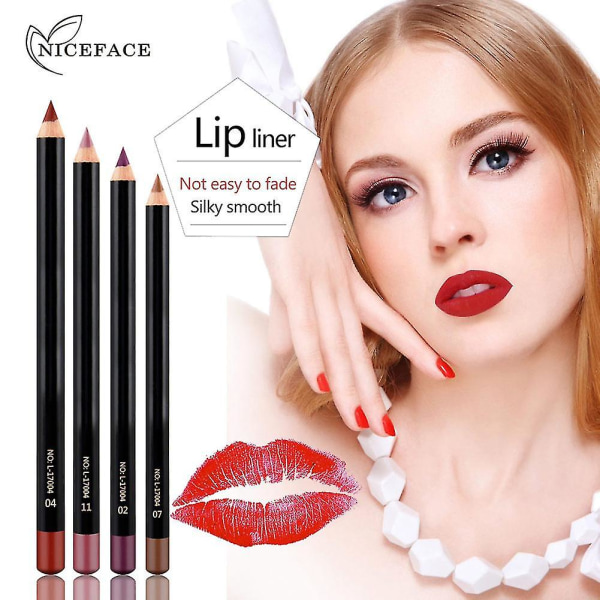 12 stk Sett Niceface Vanntett Langvarig Lip Liner Pencil Lipliner Pen Makeup Cosmetic